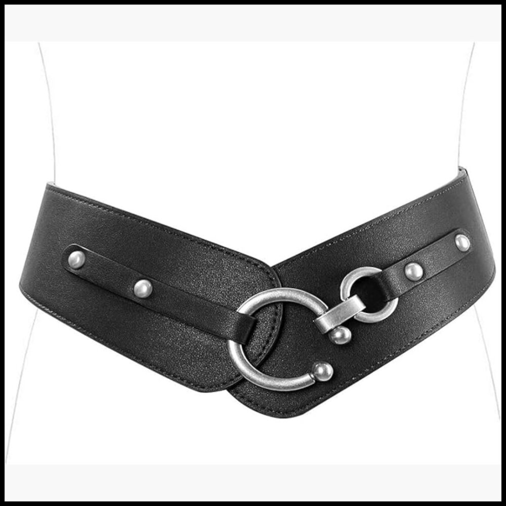 Women's Elastic Wide Belt Retro Stretchy Faux Leather Vintage Cinch Belt